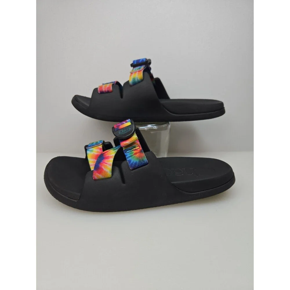 Chaco Kid's Chillos Slide Slip-On Sandals Rainbow Tie Dye Kids Unisex Size K3